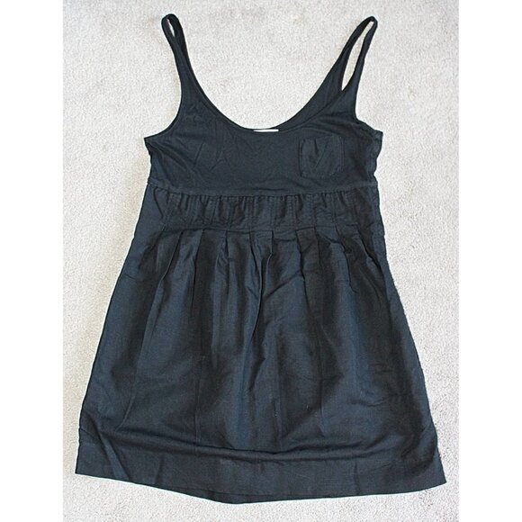 James Perse Mixed Media Tank with Side Snaps, Pleat Front - Black - sz 1 Small - Picture 2 of 9